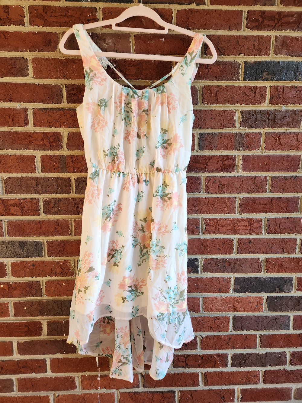 Lily Rose White Sundress with Pink and Green Floral Print